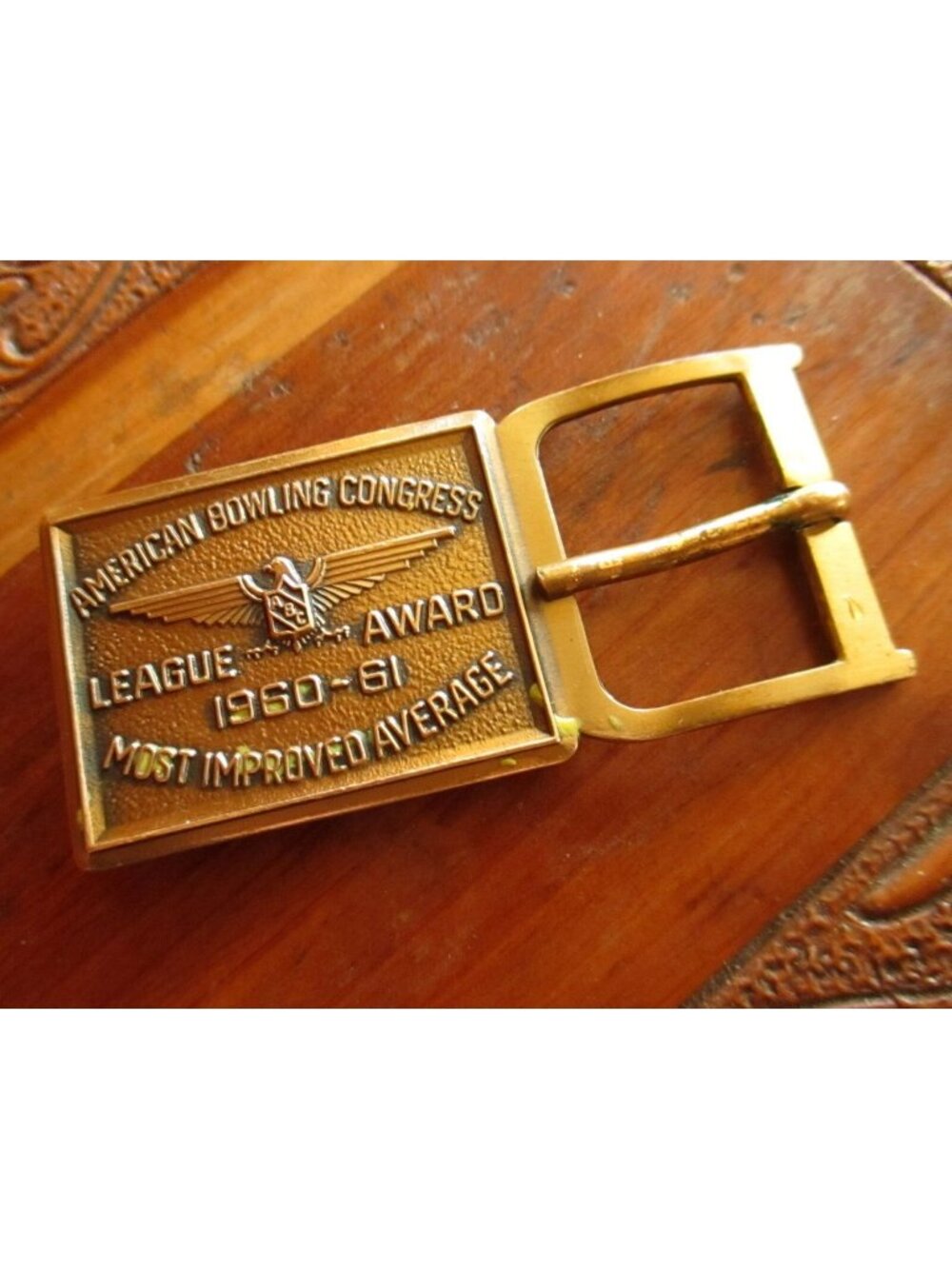 Vintage Belt Buckle American Bowling Congress - Most Improved 1960/61 Brass